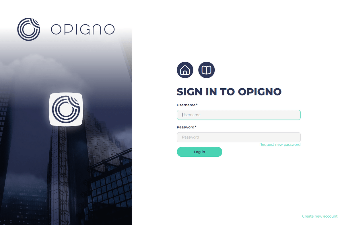 Opigno стартовый экран